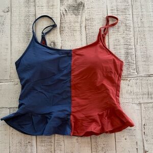 Janela Bay Color Block Two Color Ruffle Modest Tankini Swim Top